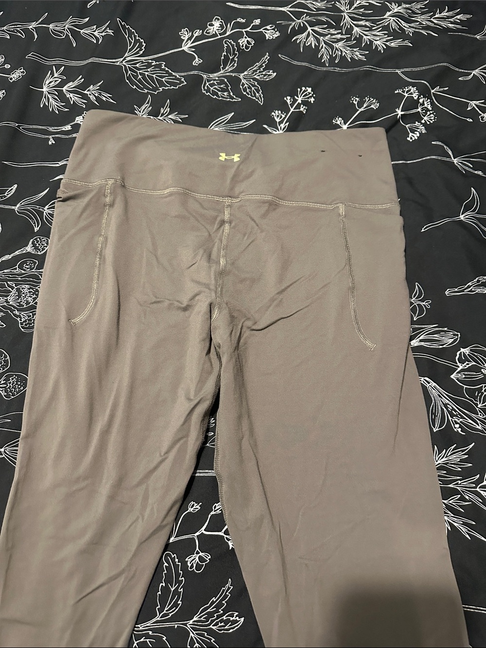 Under Armour Taupe Leggings with Gold Logo